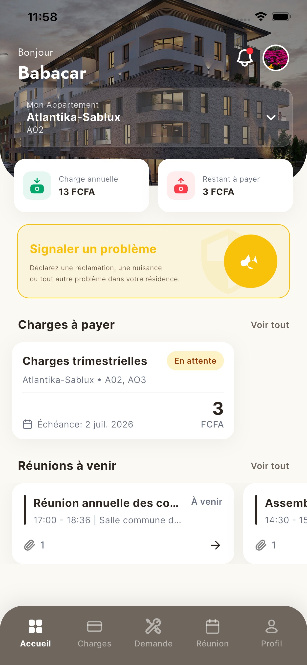 Solimus Copropriétaire : accueil avec charges, signalement et réunions